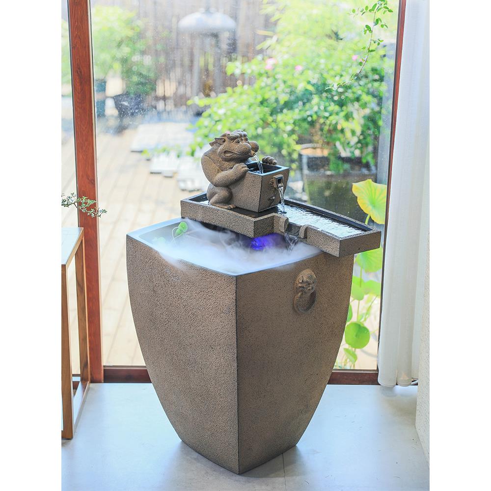 汉台韵堂落地招财阳边VVW流水摆件厅书房电视柜旁循客环水喷泉水