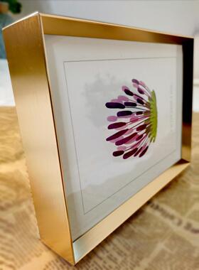 欧3式现代金色立体创意相框摆台 A4A件证框HOQ8寸10金属寸铝合金