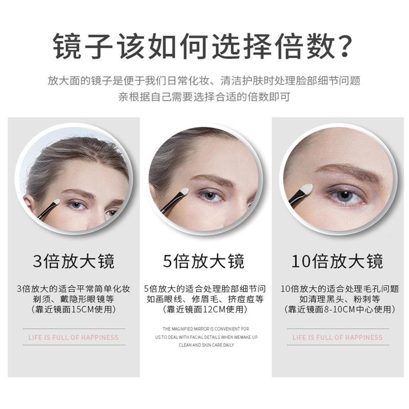 台化妆镜双面欧式3/式5高/10倍放大梳妆学生XZG宿舍桌面可清携式