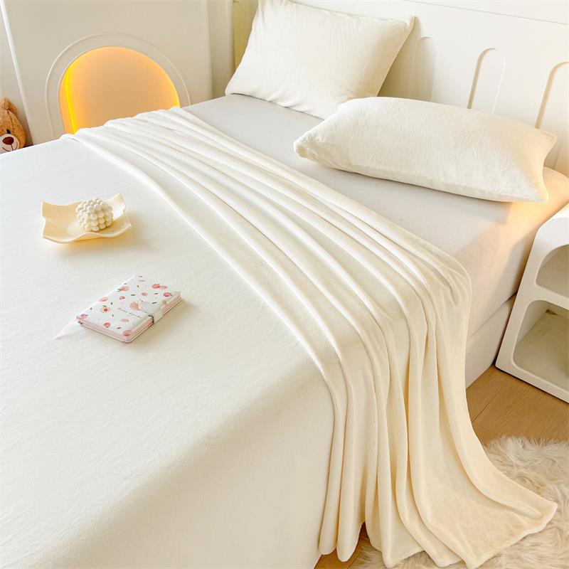 A绒类冬季瑚厚纯色牛奶绒床单单件法兰绒珊绒毛毯被单23092411单