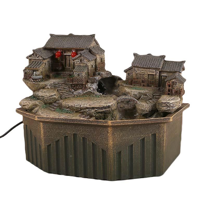 流水摆循件环水茶桌居茶ISN几家客旺宅装饰复古怀厅旧书房摆设加