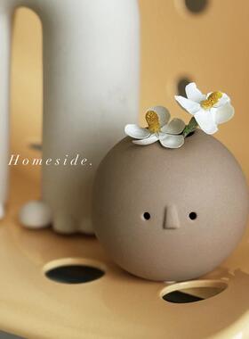 Homeide 大脚ㄚ&小不点陶瓷花ins可爱小眼摆睛水培花WXJs器瓶装饰