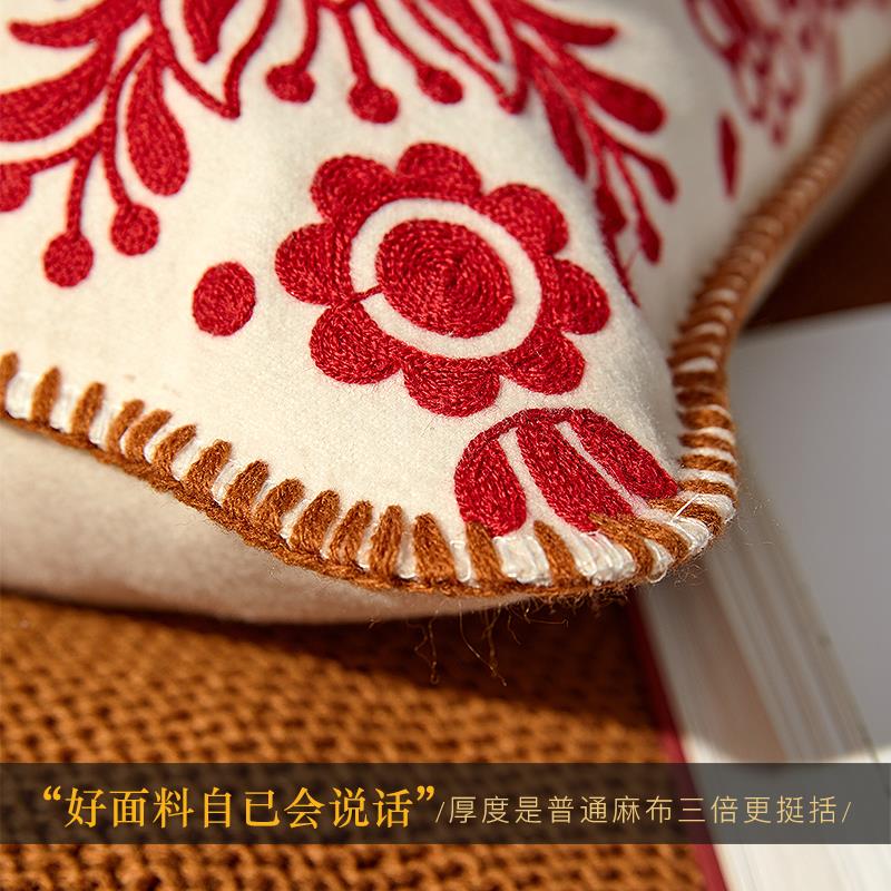 蜡笔结豆蔻色红抱枕婚新年装饰氛围感中式派复古沙BZ-DKHT发靠枕