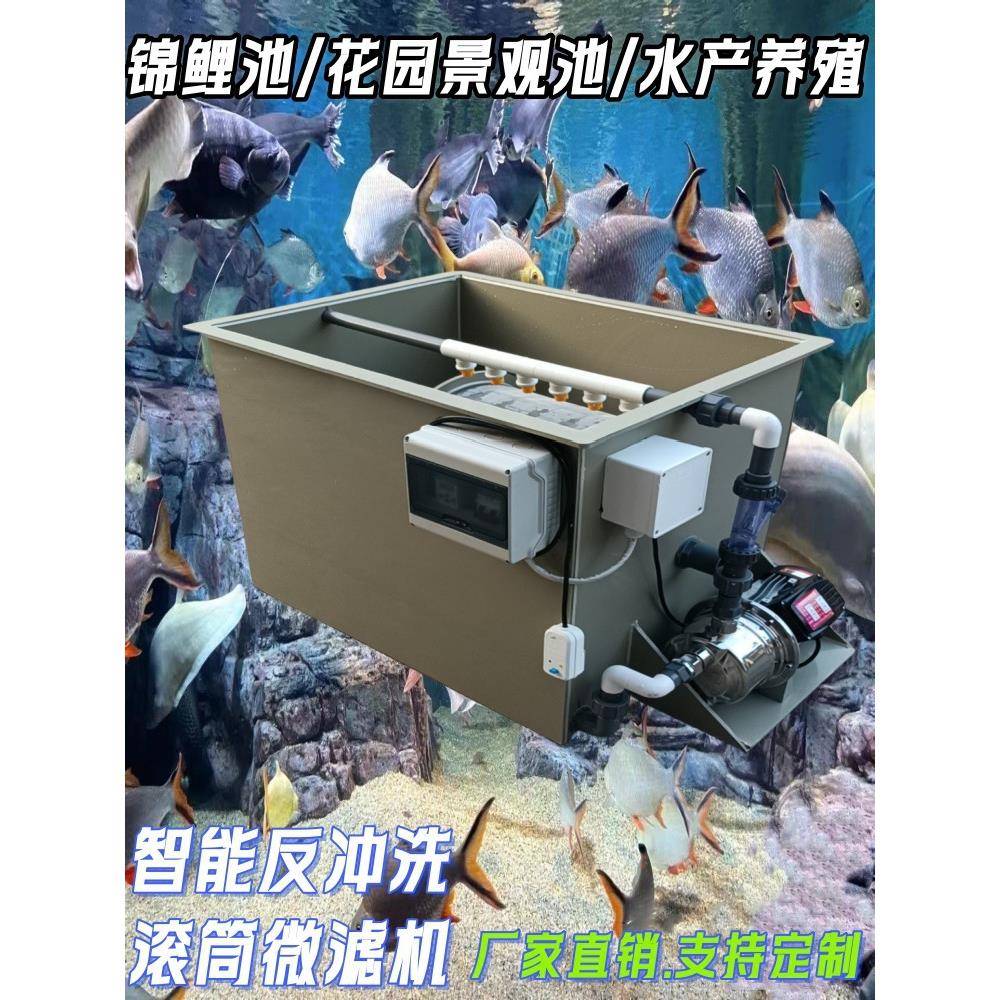 转微鼓滤机MWB锦鱼池过鲤滤系统免洗全自动反冲洗棉鱼池转鼓微滤