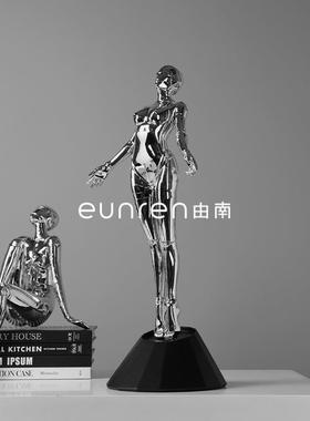 简约现代电镀空家TCB装山基机械女神物雕塑艺术摆件居客厅软人饰