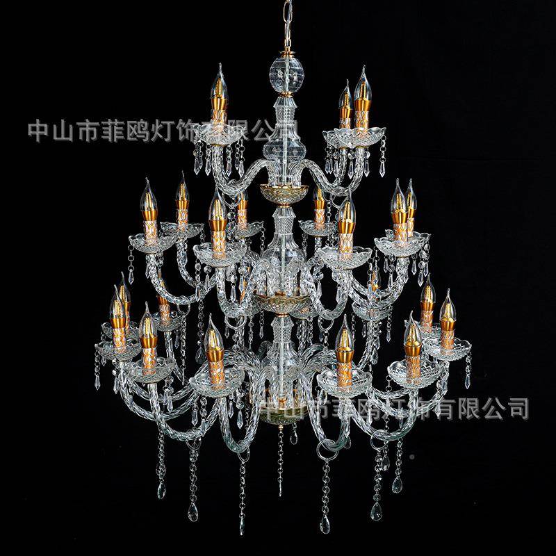 婚庆水晶灯酒店礼FUF堂挑克空豪华式蜡烛吊灯欧婚礼大厅亚力装饰
