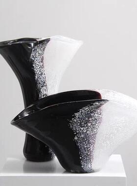 中古色镂空琉璃风花瓶样间售楼处客厅沙发边几玄关大黄0241板口径