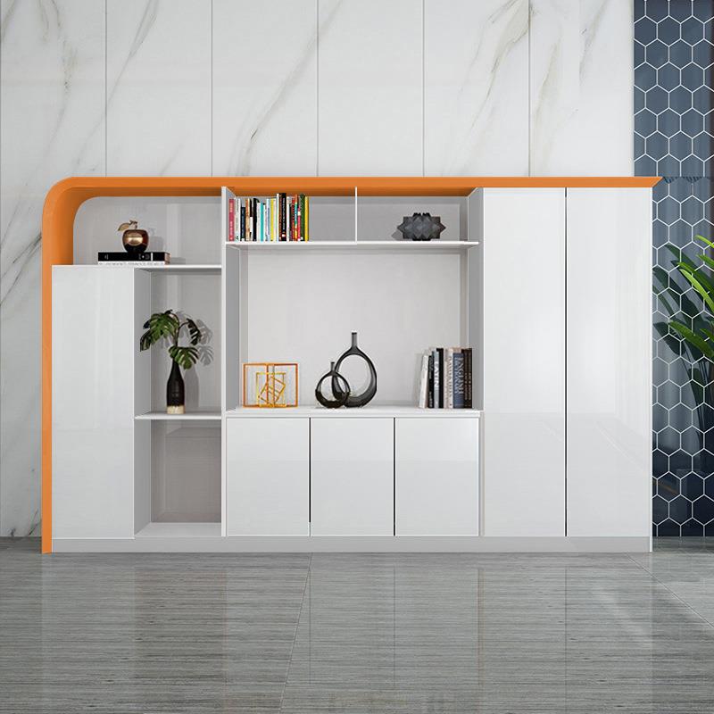 烤漆书柜FL-S001文件柜约现代老板办公室办公背景柜白轻奢色简资