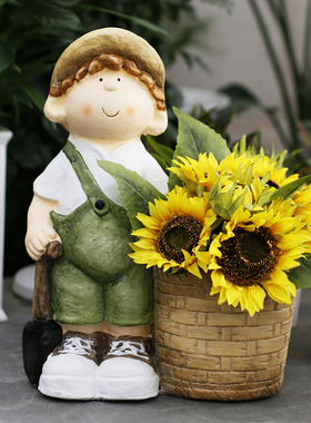 花园摆件创意人物花盆装饰大号阳台摆设庭院景观院子户外园艺造景