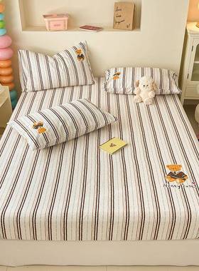 加厚纯老粗布滑床笠棉件全棉床单罩床垫保护罩EX202412全包防防尘