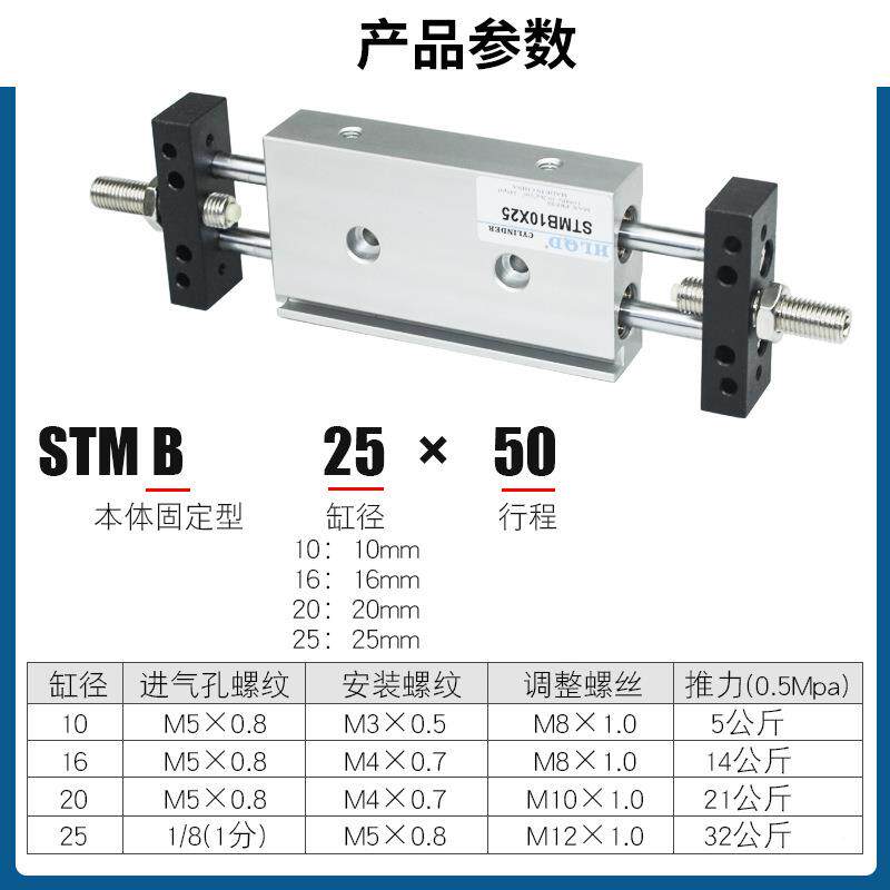 行可调程小型双轴-动双杆920气缸气滑台STMB10/16/20/2550/100/15