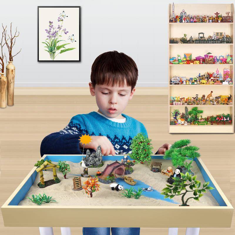 心理沙沙具咨询室实木圆形桌陈列架SX沙柜折叠支盘子架不锈钢箱团