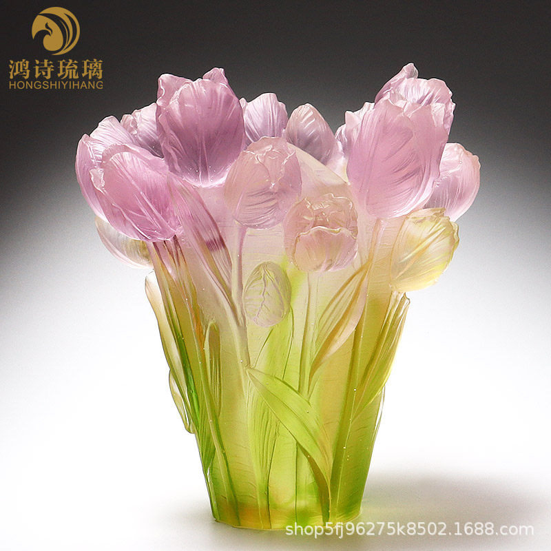 琉璃郁金香花瓶摆件轻奢乔迁礼