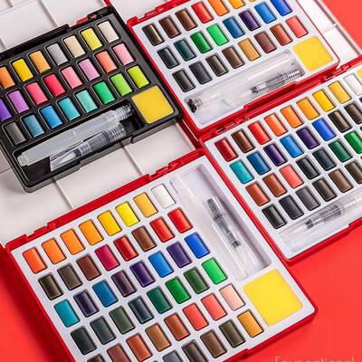 德辉手柏嘉色固体水彩颜料套装2436色48国色XJN初学者绘水粉颜料