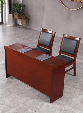 公家具议长条桌贴lq-76545胡桃皮办双人会议桌条木桌油漆会三人课