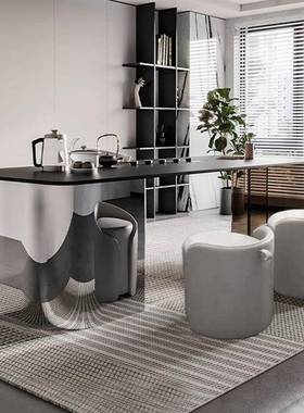 JG茶P1岩一板茶台极简轻奢式家用公室现代体意客长方形室内泡UJO