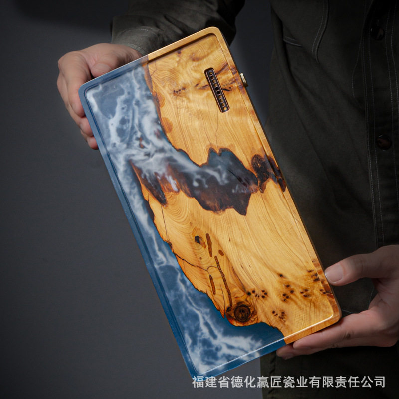 崖柏木新中式长方形提手茶盘