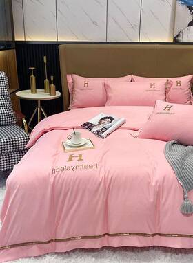 冬季新款家用加厚刺绣被套起不床单件宿舍AL201208纯色全棉球保暖