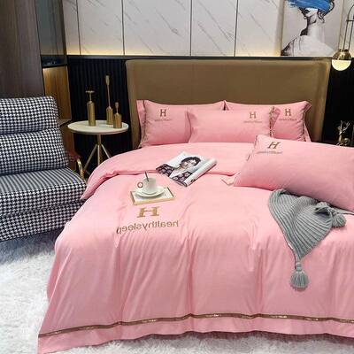 冬季新款家用加厚刺绣被套起不床单件宿舍AL201208纯色全棉球保暖