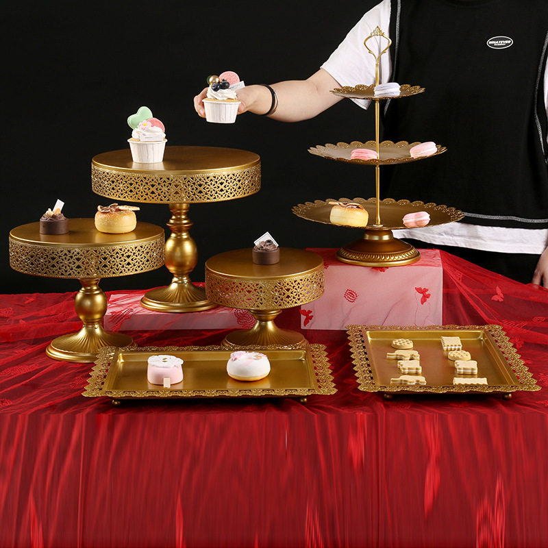 金色金属圆形蛋糕架婚礼派对