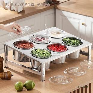 304不锈钢调料架商F5M85MS6用厨房多后调味盒箱套装 学校料格食堂