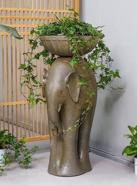 创大象花盆意花园布置艺术别户外庭2008院饰墅门口装大花盆摆件