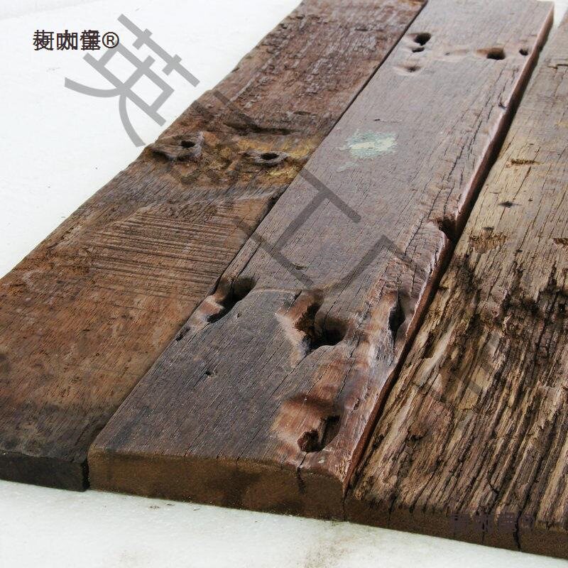 老船木板隔板台面手工老旧风化复古老船木马护墙台桌吧台板麦太保