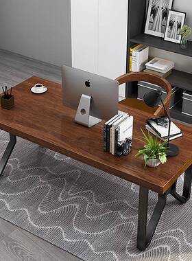 复古实木脑桌创意铁单人办公桌现代简约艺用IOU书电房书桌写家字