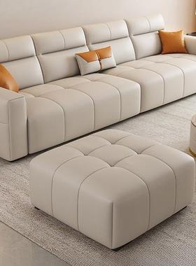 现代简排约皮艺风沙S-653955发客厅小户型轻款奢奶油猫抓皮直沙发