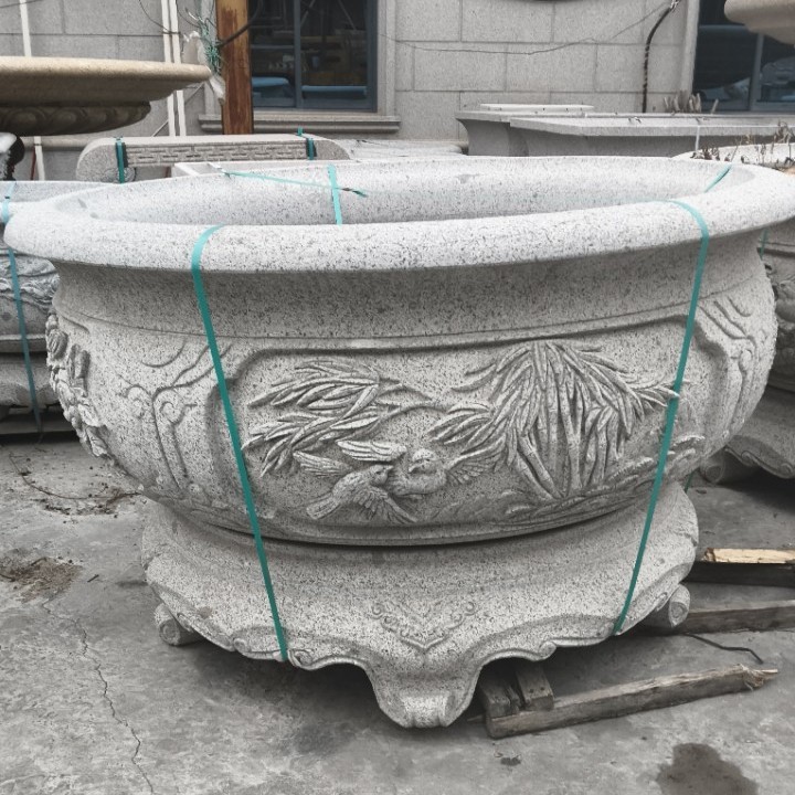 欧式黄锈石花钵户外广场摆件