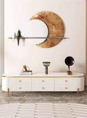 岩茶几轻奢现代简厅约椭41095板圆小户型茶几电视柜客家用极简形