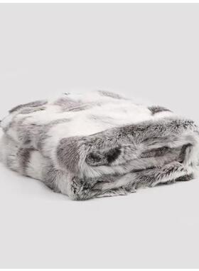 样板房OZO床尾毯真兔毛搭搭毯床巾沙厅发毯展板软装样间床尾毯搭