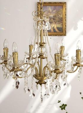 墅法式复吊古全铜32048水晶珠灯珍美式别浪漫水晶蜡烛灯餐厅卧室