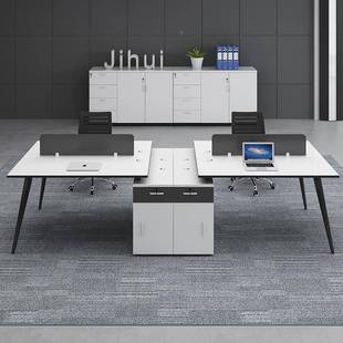 办公职员员工四合人位位双人电脑工573椅办公桌室桌椅组现代简约