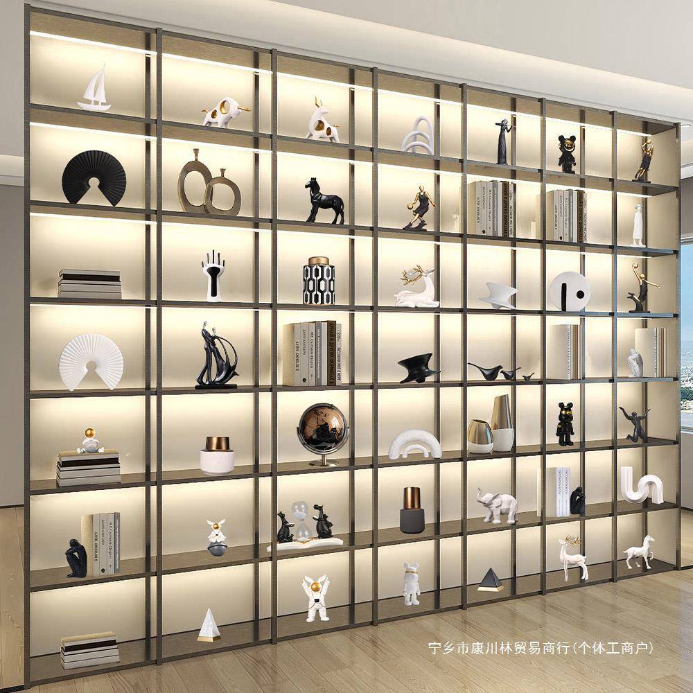 新中式轻奢家居装饰品软件书柜示客厅办摆公室展柜装工ELU艺品