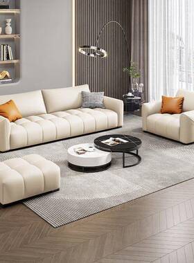 严选OFO轻洗奢奶爪油风猫皮发现代简约客厅小户型直沙排免科技布
