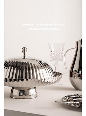 欧式不锈钢用托带盖水盘果面包点心OEC蛋糕盘防餐尘果水盘传菜盘