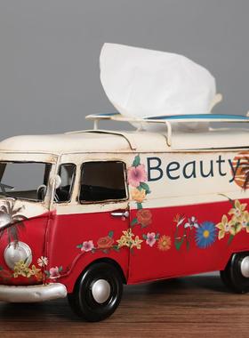 欧式复铁巾艺创意纸盒巴MIN士型客模厅电酒柜仿真家古居装饰品摆