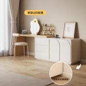 原木风梳台斗柜书HIP油桌一体现代简约实可妆伸缩化妆柜奶风木化