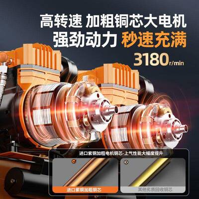 压机小型220功v大率无油静便携空木RHR工气泵高音压打气泵空气压