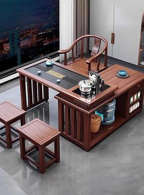 阳台转茶桌移动RXI小台茶几茶具烧水壶一旋体小茶型实木茶桌椅组