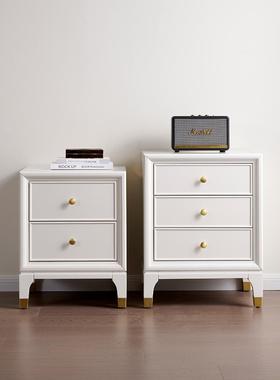 5L美式轻3奢床头柜实木现代简约迷你小型床边柜子卧室A0窄白色JNT