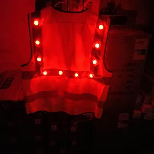 带反ED36灯反光背心马甲交通反光衣带灯闪L烁施工背心充L电ED光衣