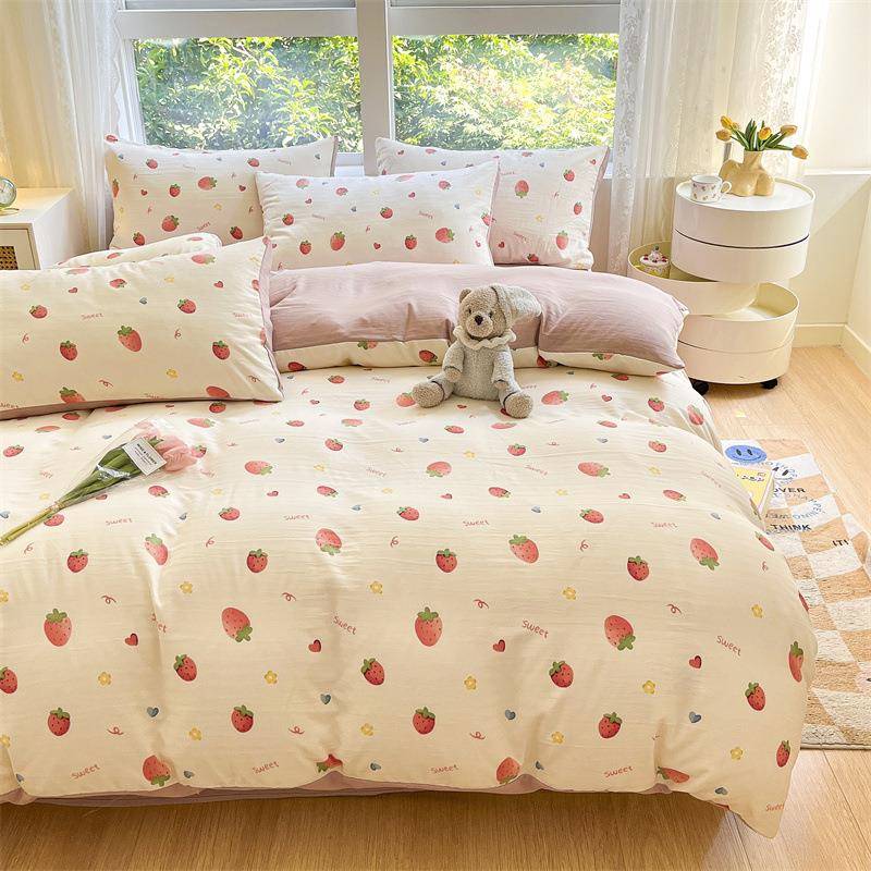 20m2新款款超大上新！柔亲肤双层纱印花5四件套四季卡通1.2床三件