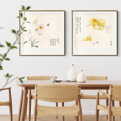 过探花新中式餐厅装饰画客厅玄挂走关廊道壁画书房茶0124探花室方