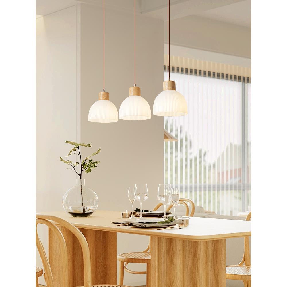 简约现代原吸木客33150厅灯大气家用长方形顶灯实木风温馨主灯套