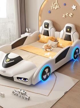 儿童床单人床男卡通汽车孩床15米小型实木创意储物赛户24226车.双