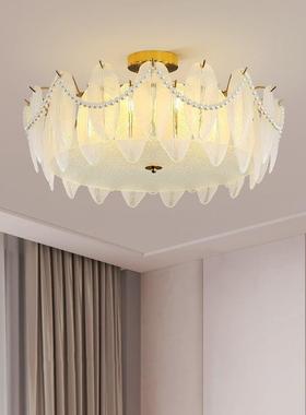 奢主卧小室吸顶灯法轻式复现代202古X32335年新款水晶贝壳意式客