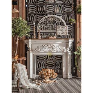 白色旧雕花壁炉家用影摄 饰柜别做墅法假式 美式 661复古壁炉客厅装