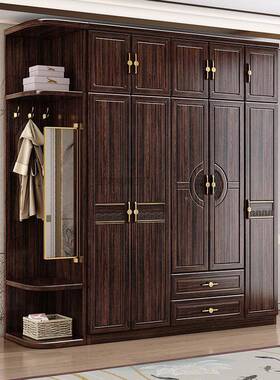 Bw新式紫金檀木实中木柜DNE家用卧室31456门大衣橱衣带顶柜轻奢简